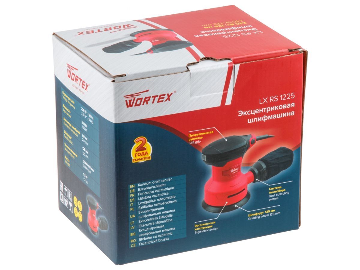 Эксцентриковая шлифмашина WORTEX LX RS 1225 в кор. 240 Вт, 125 мм, 12000 об/мин
