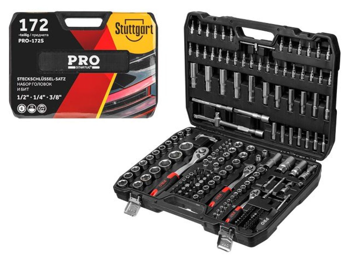 Набор головок и бит 172пр. 1/4",3/8",1/2" PRO STARTUL STUTTGART (PRO-172S)