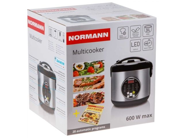 Мультиварка NORMANN AMC-431 (ОТГРУЗКА ТОЛЬКО ПО ЭТН/ЭТТН | 600 Вт; 3л; 20 программ; СМАРТШЕФ; паровая корзина)