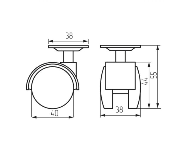 Опора колёсная d-40мм на площадке с фиксатором, пластмасса STARFIX