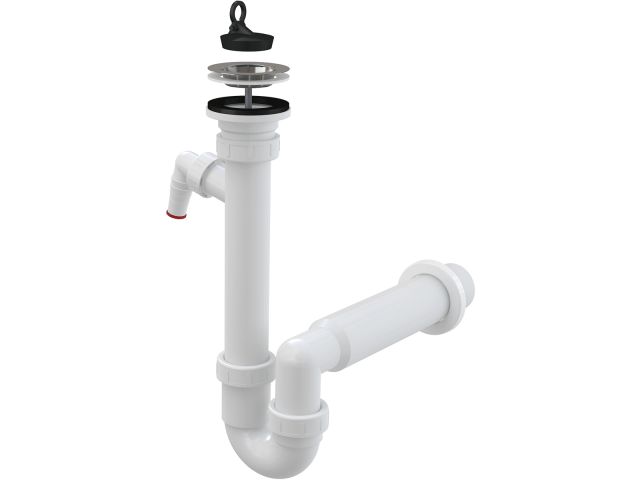 Сифон для мойки с нержавеющей peшeткой DN70 и штуцером, Alcaplast