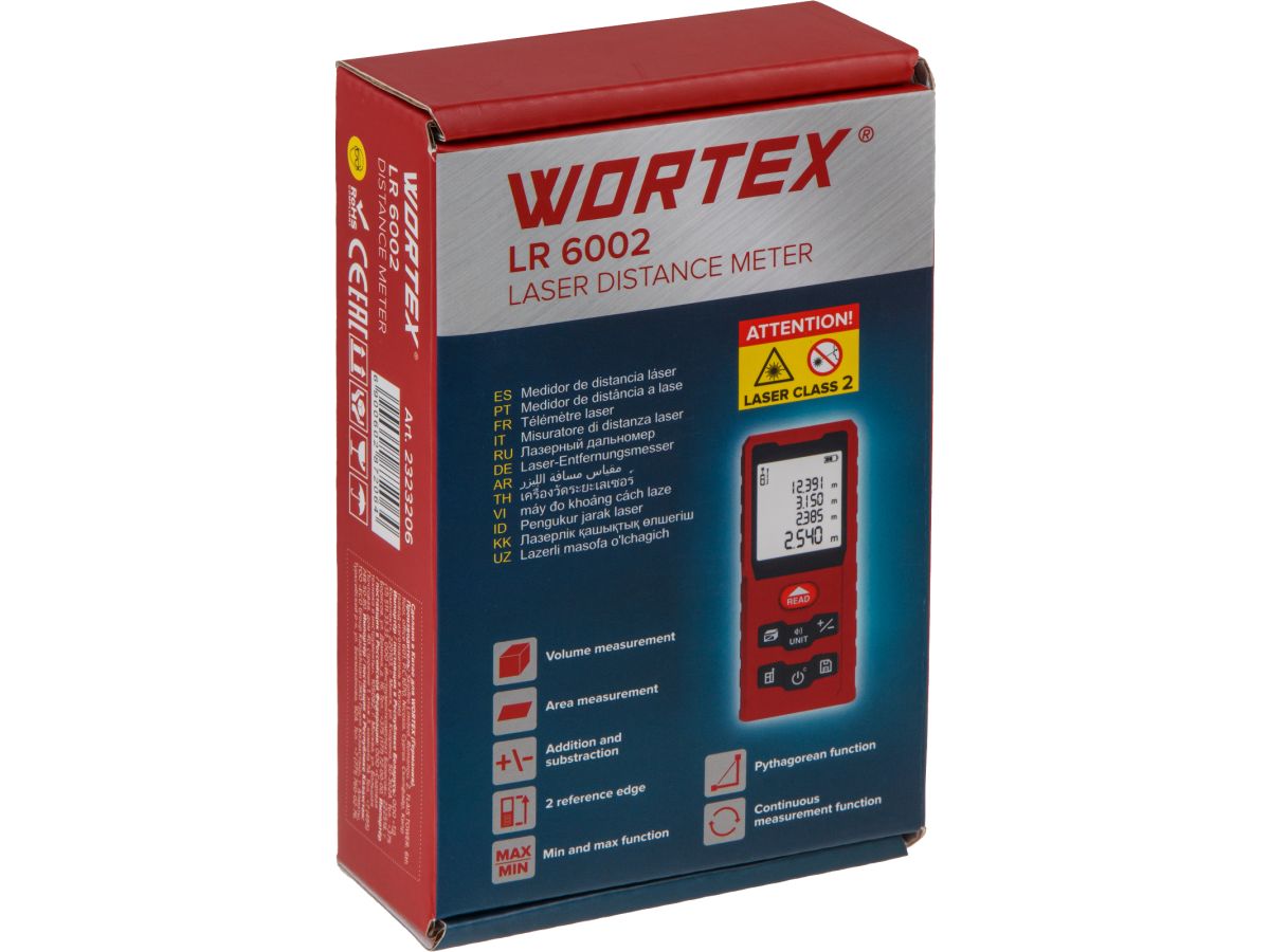 Дальномер лазерный WORTEX LR 6002 в кор., 0,05 – 60, ± 2 мм