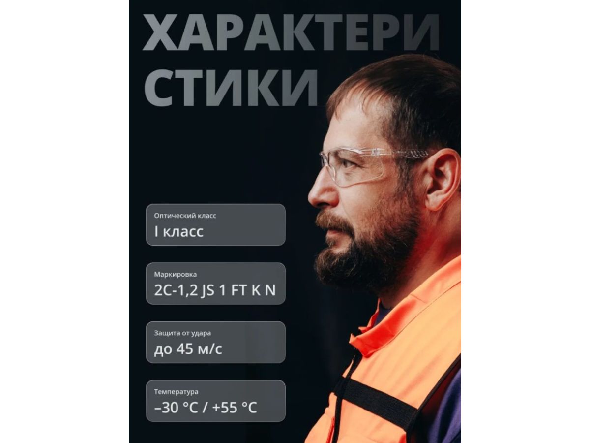 Очки открытые JETA SAFETY Optic-Fit прозрачные