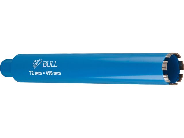 Коронка алмазная d 72мм железобетон BULL, L450мм, 1 1/4", микроудар, сухое сверление