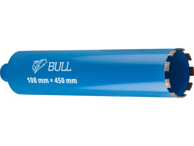 Коронка алмазная d 108мм железобетон BULL, L450мм, 1 1/4", микроудар, сухое сверление