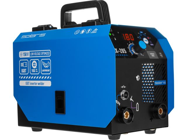 Полуавтомат сварочный Solaris FLUX-205 (230В; 20-180 А; 62 В; FLUX/MMA/TIG LIFT; байонетный разъем; без газа)