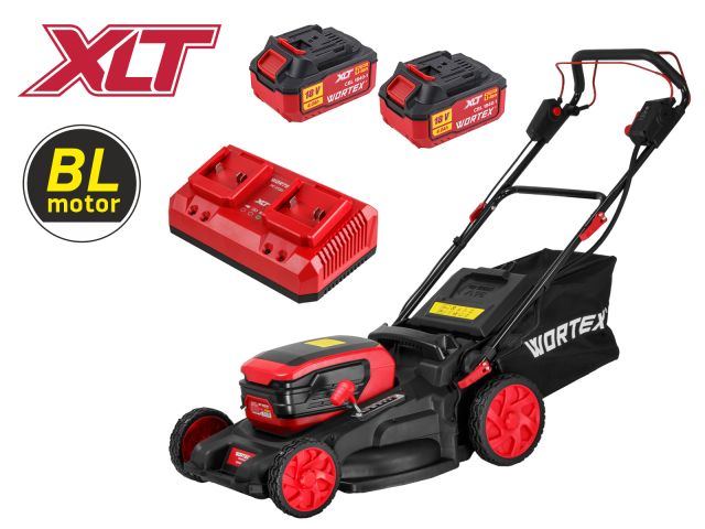 Газонокосилка аккум. WORTEX CLM 4536-4 в кор. XLT SET БЕСЩЁТ.ДВИГ., САМОХОД., 18В+18В, 2х4Ач акб (2х4 Ач акб, 510 мм, выс. 38-97 мм, дека пл