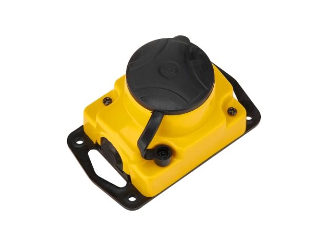 Розетка 1-ая переносная (с/з, 16А, 250В, брызг. защ.) желтый, Bylectrica