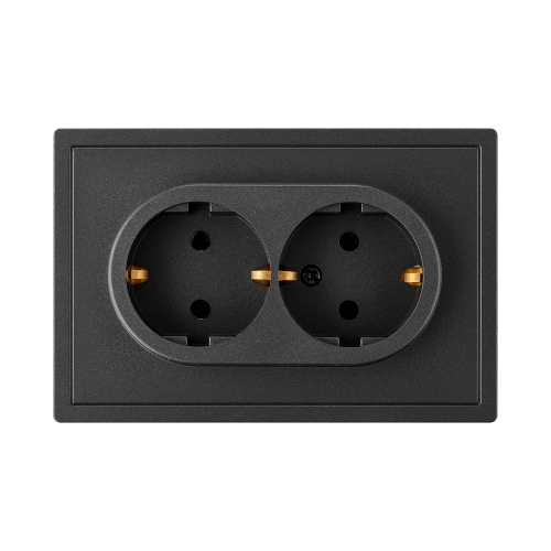 Розетка 2-ая (скрытая, с/з) графит, Carre, BYLECTRICA