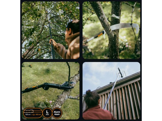 Черенок алюминиевый телескопический L 220-400см OneClick FISKARS