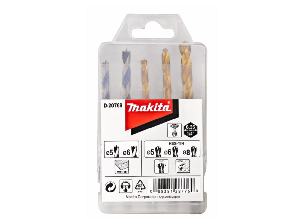 Набор сверл по дереву и металлу HSS-TIN 1/4, 5 шт MAKITA