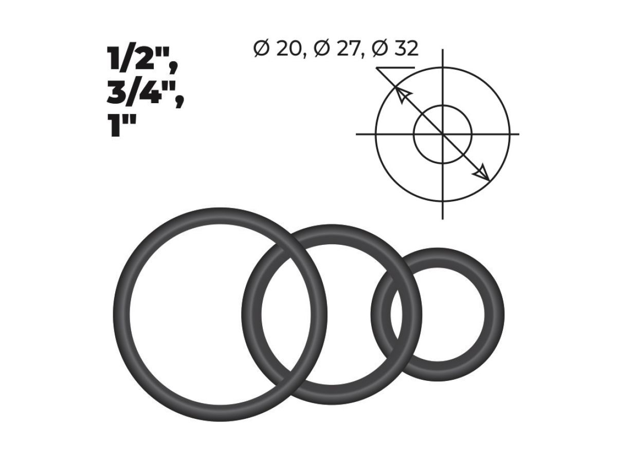 Набор сантехнических колец для американок 1/2", 3/4", 1" (2+2+2 шт.), AV Engineering
