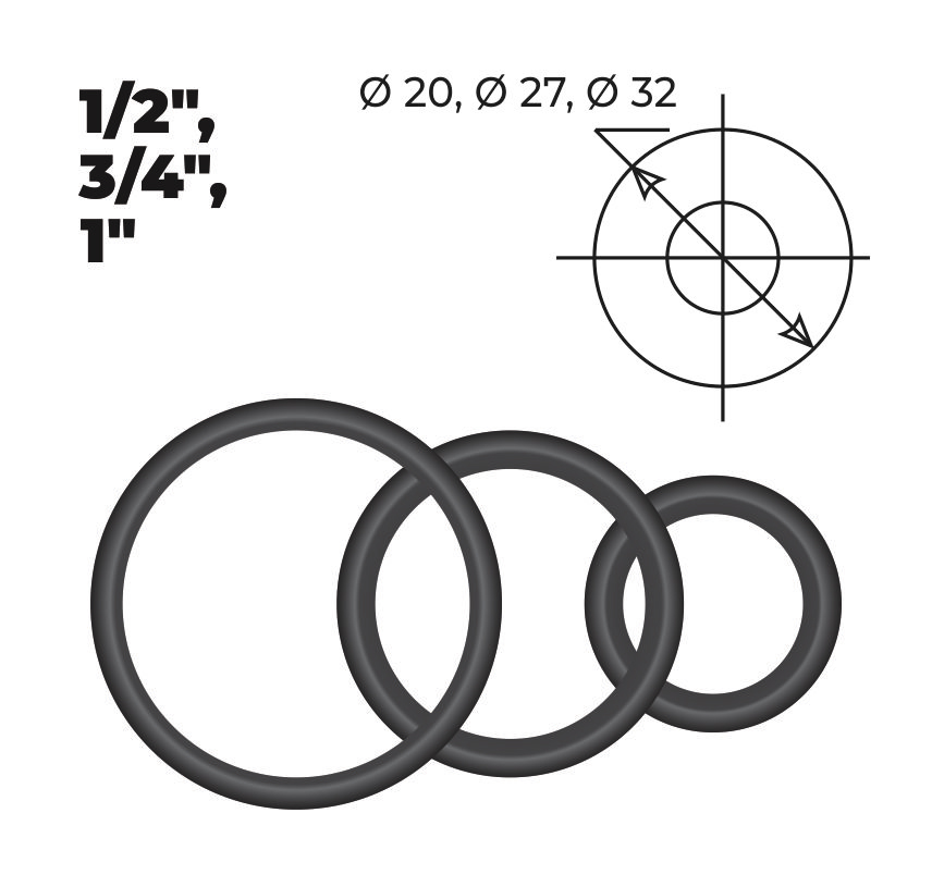 Набор сантехнических колец для американок 1/2″, 3/4″, 1″ (2+2+2 шт.), AV Engineering