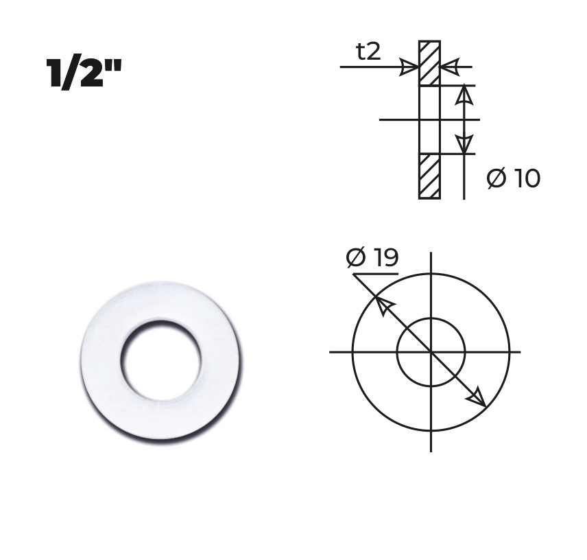 Прокладка прозрачная уплотнительная 1/2″ (6 шт.), AV Engineering