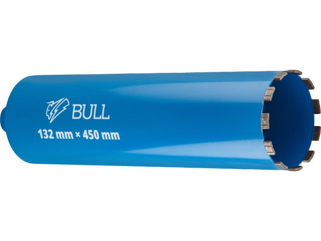 Коронка алмазная d 132мм железобетон BULL, L450мм, 1 1/4", микроудар, сухое сверление