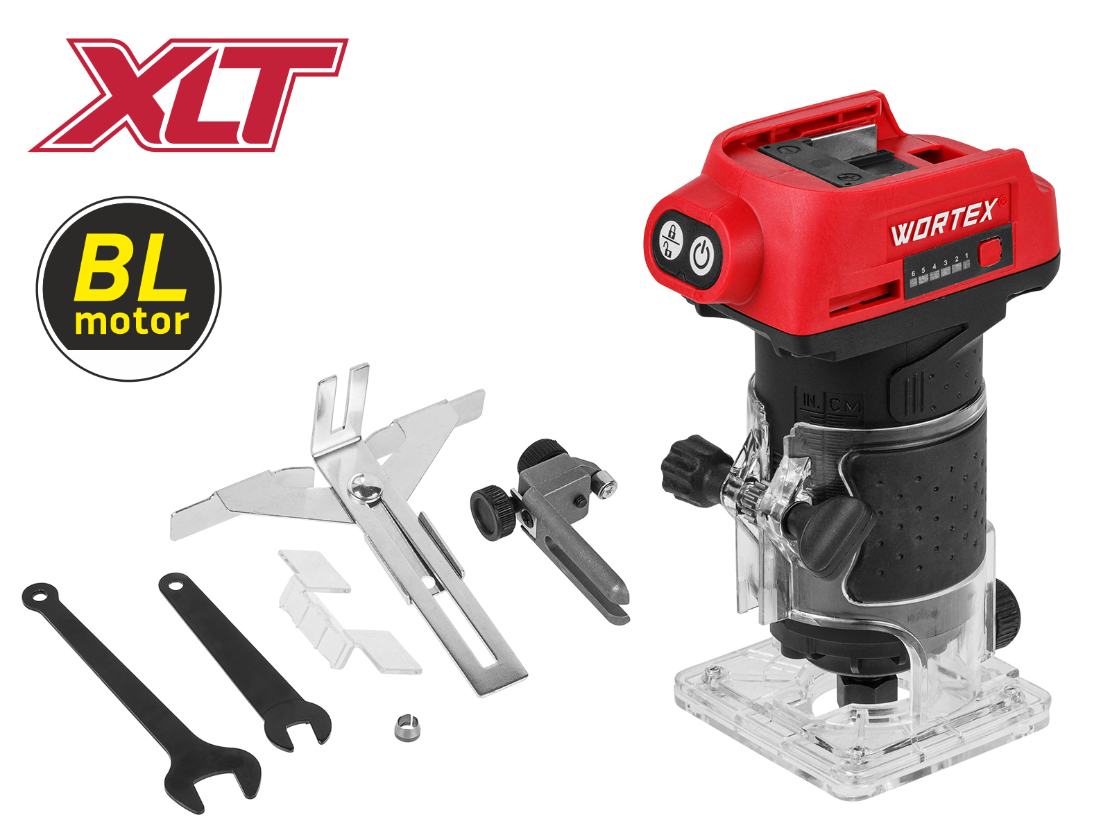 Аккум. фрезер кромочный WORTEX LX CMM 1822 в кор. XLT SOLO БЕСЩЕТ., 18 В, цанга 6/8, рег. об.
