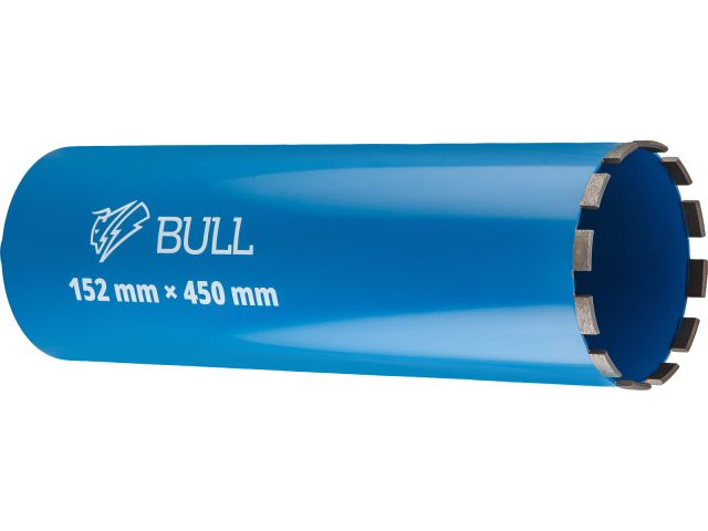 Коронка алмазная d 152мм железобетон BULL, L450мм, 1 1/4", мокрое сверление