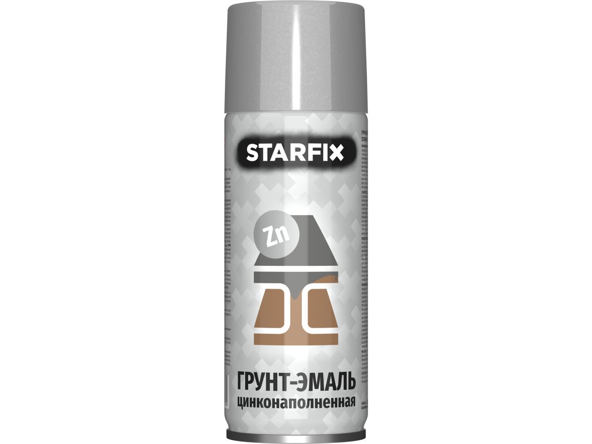 Грунт-эмаль цинконаполненная STARFIX серебристая, 520 мл