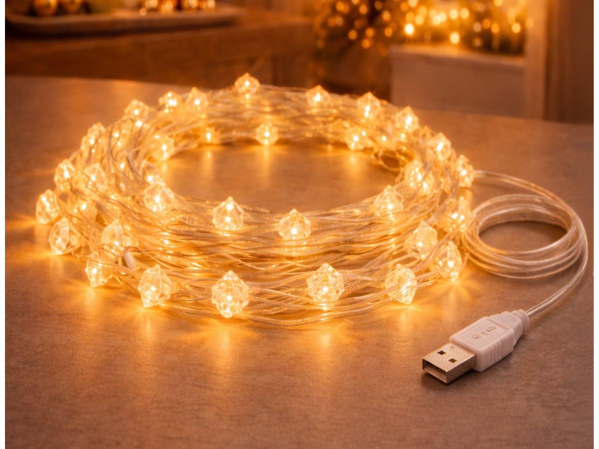 Гирлянда светодиодная универсальная "Алмаз" 5 м, 3000K, USB, 5В, серия FAIRY, TRUENERGY