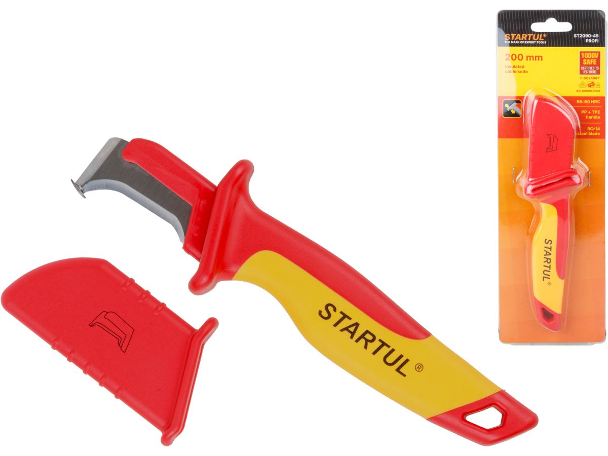 Нож для снятия изоляции 200мм с "пяткой" диэлектр. STARTUL PROFI (ST2090-45)