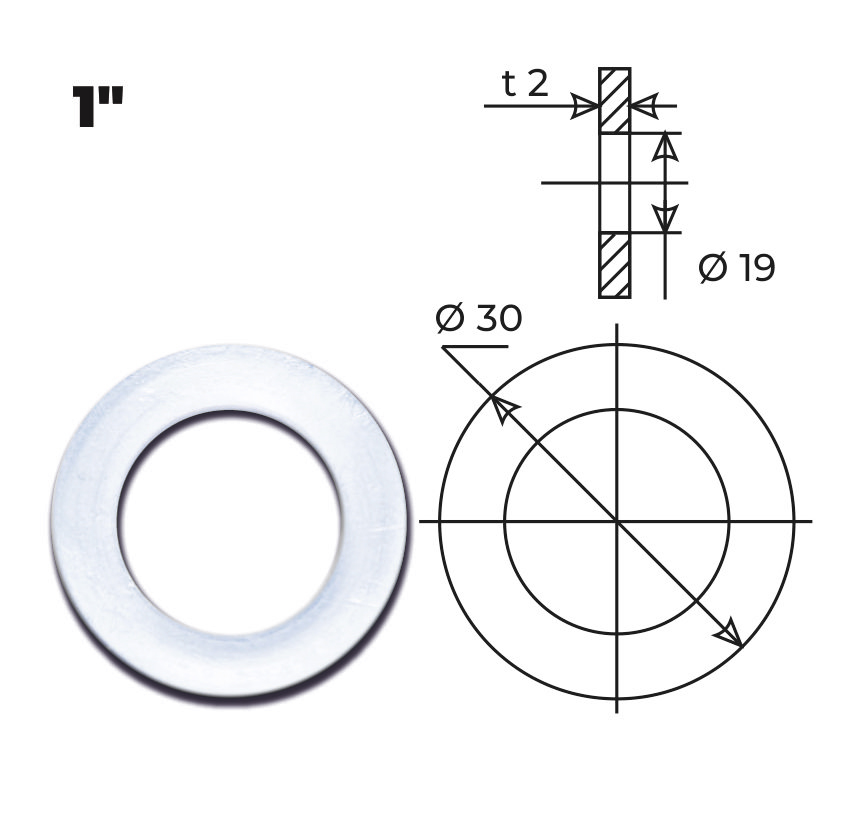 Прокладка прозрачная уплотнительная 1″ (3 шт.), AV Engineering