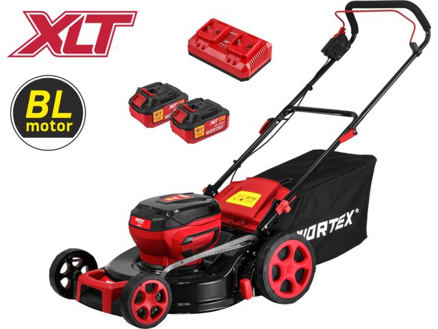 Газонокосилка аккумуляторная WORTEX CLM 4536 в кор. XLT SET БЕСЩЁТ.ДВИГ., 18В+18В, шир.460 мм (2х4 Ач акб, 460 мм, выс. 30-75 мм, дека сталь