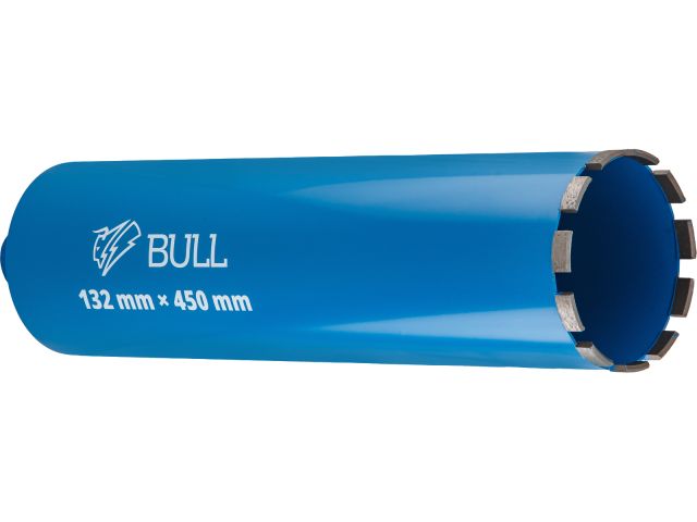 Коронка алмазная d 132мм железобетон BULL, L450мм, 1 1/4", мокрое сверление