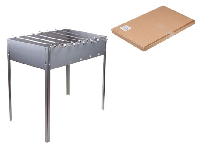 Мангал сборный "Стандарт" с шампурами в г/карт.кор. (500х300 х500х0,7толщ., 6 шамп.), PERFECTO LINEA (размер 500х300х500х0,7толщ., 6 шампуро