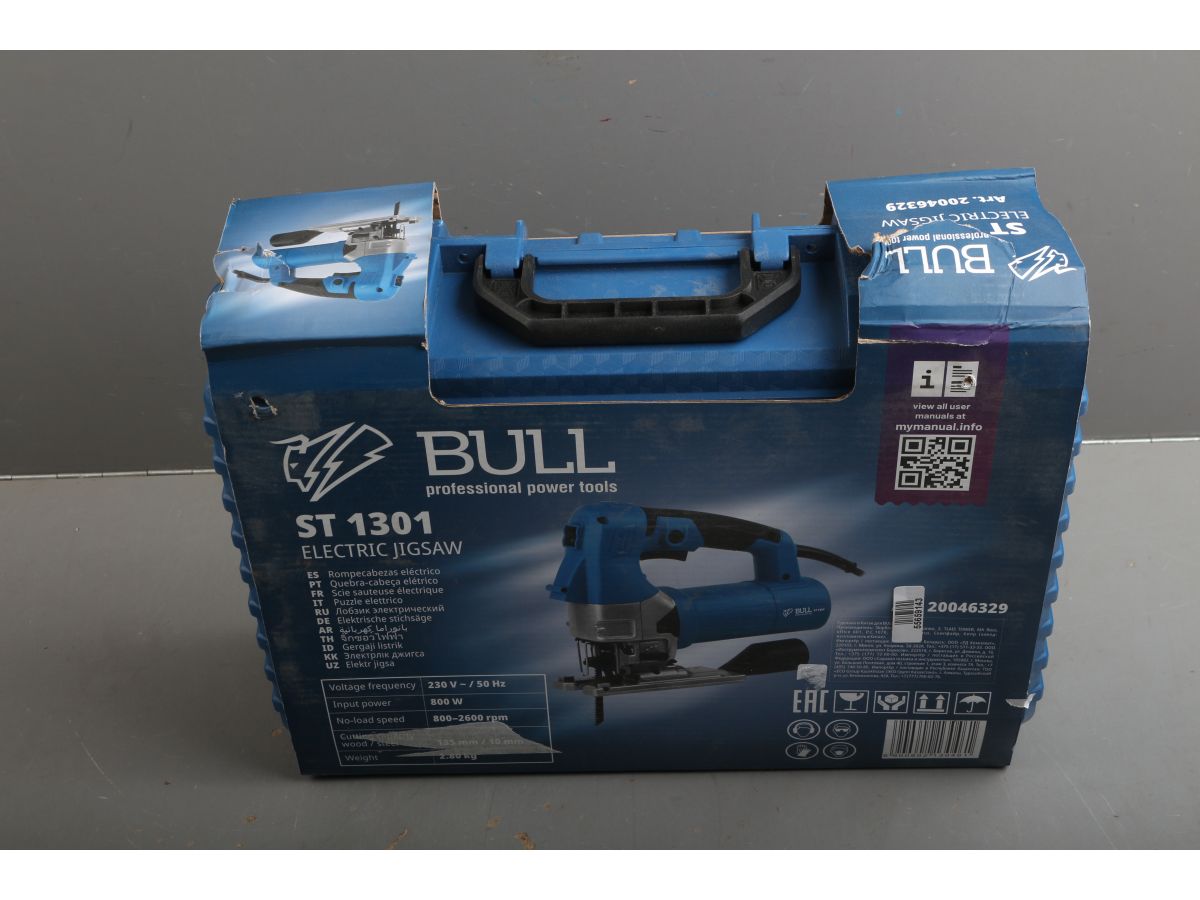 Лобзик электрический BULL ST 1301 в чем. 800 Вт, 800-2600 ход/мин, до 135 мм уцененный (2096901108