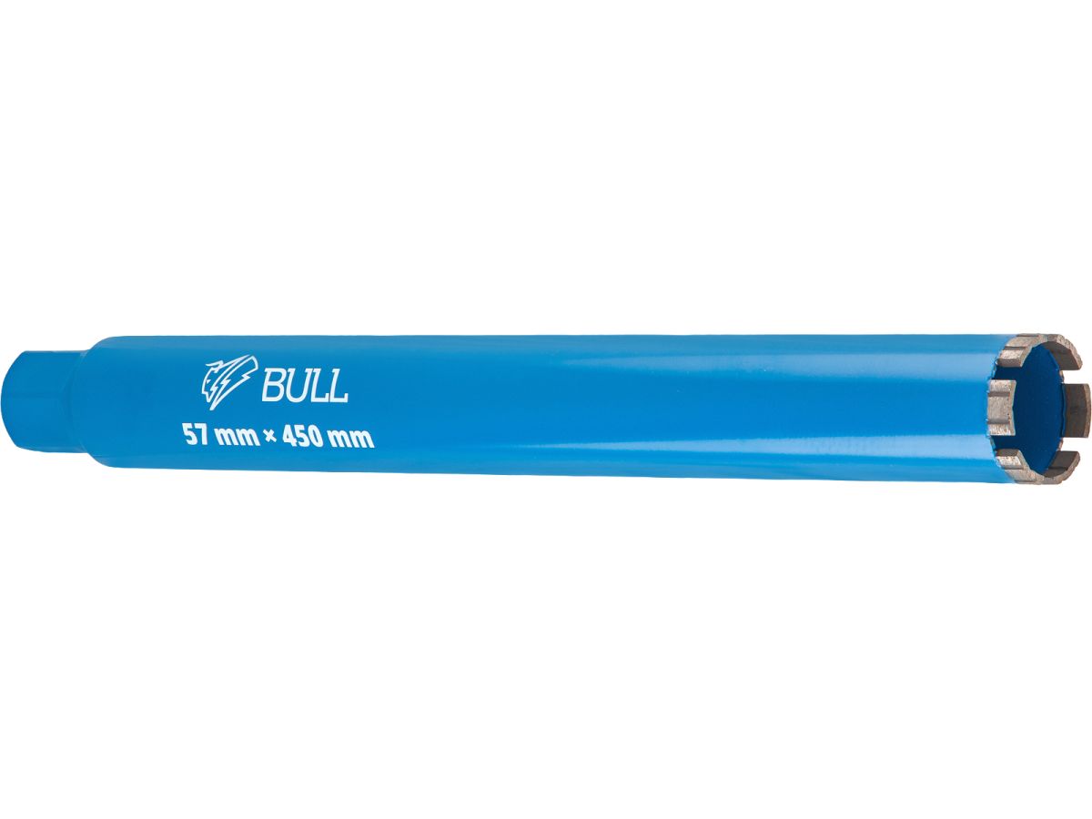 Коронка алмазная d 57мм железобетон BULL, L450мм, 1 1/4", микроудар, сухое сверление