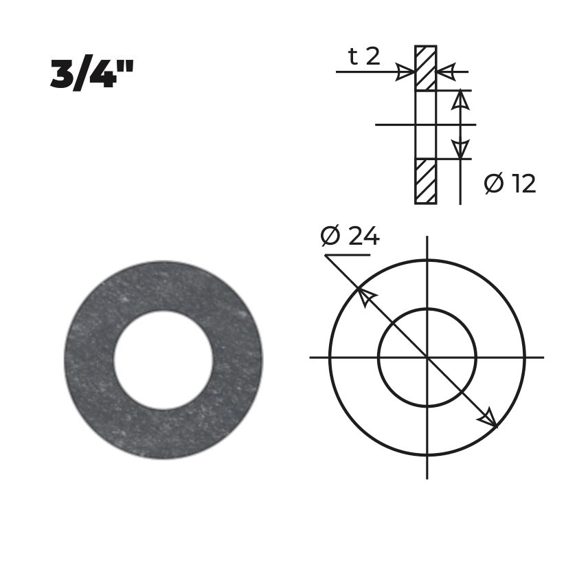 Прокладка паронитовая (для газа) 3/4″ (10 шт.), AV Engineering