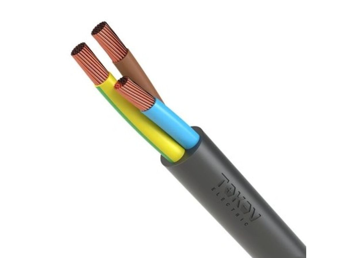 Провод ПВС 3х1,5 (2х1.5+1х1.5) (бухта 100м) Ч TOKOV ELECTRIC