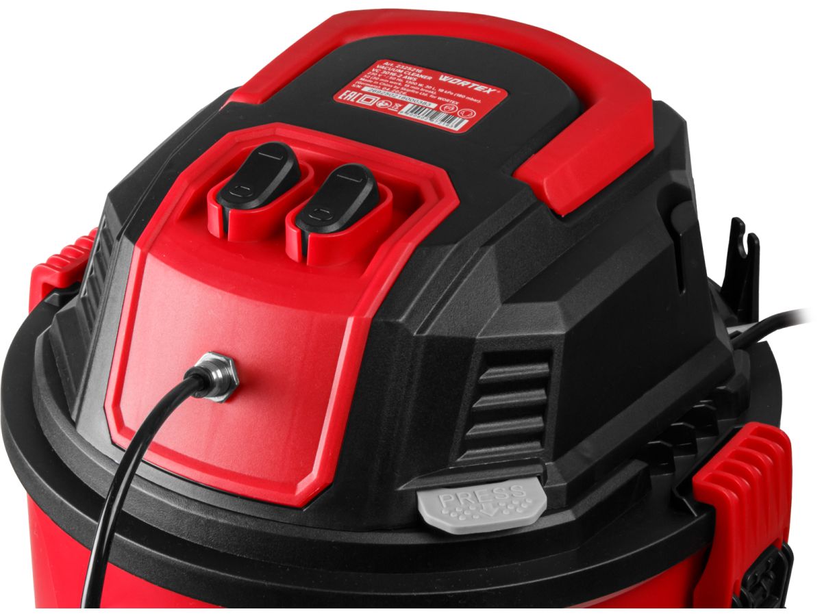 Пылесос строительный WORTEX VC 3016-2 AWS 1300 Вт, 30 л, провод 4 м, шланг 3 м