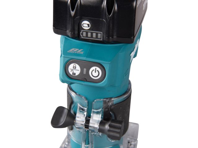 Аккум. фрезер кромочный MAKITA DRT52Z в чем. (18.0 В, БЕЗ АККУМУЛЯТОРА, цанга 6 мм, 30000 об/мин, регул. об.)