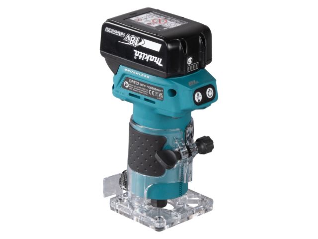 Аккум. фрезер кромочный MAKITA DRT52Z в чем. (18.0 В, БЕЗ АККУМУЛЯТОРА, цанга 6 мм, 30000 об/мин, регул. об.)