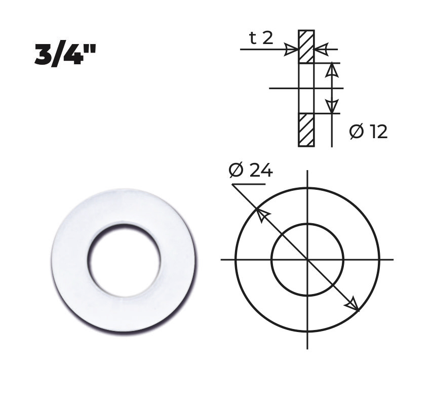 Прокладка прозрачная уплотнительная 3/4″ (5 шт.), AV Engineering
