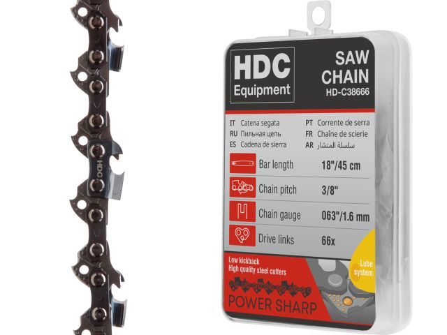 Цепь 45 см 18" 3/8" 1.6 мм 66 зв. (в пласт. боксе) HDC