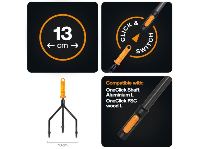 Культиватор три зуба OneClick FISKARS