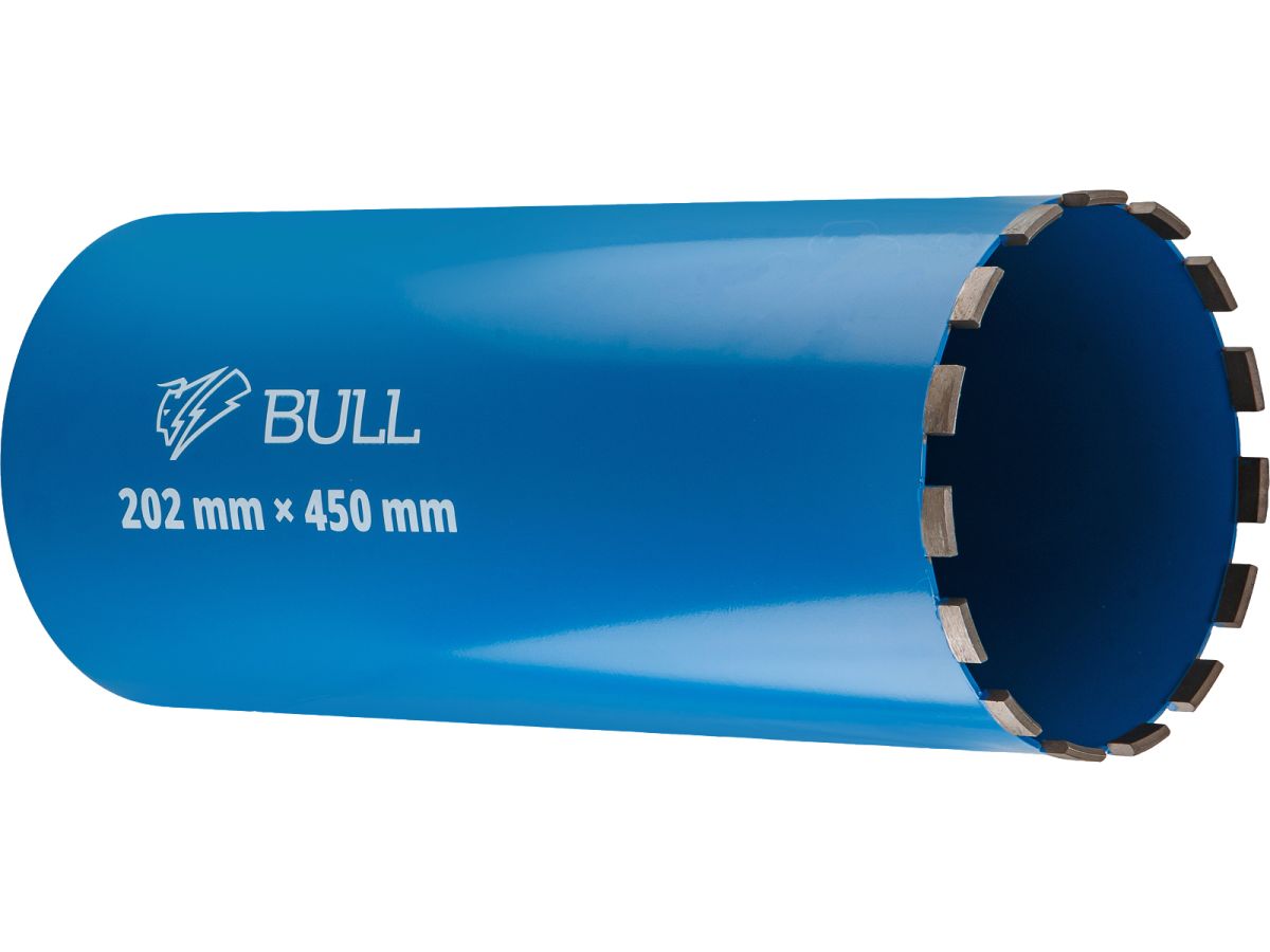Коронка алмазная d 202мм железобетон BULL, L450мм, 1 1/4", мокрое сверление