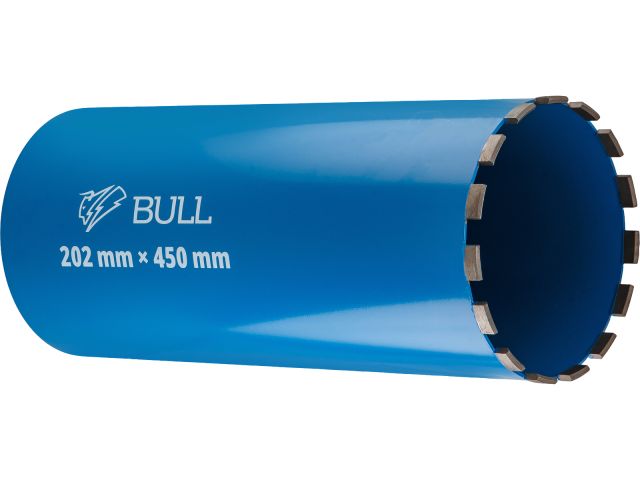 Коронка алмазная d 202мм железобетон BULL, L450мм, 1 1/4", мокрое сверление
