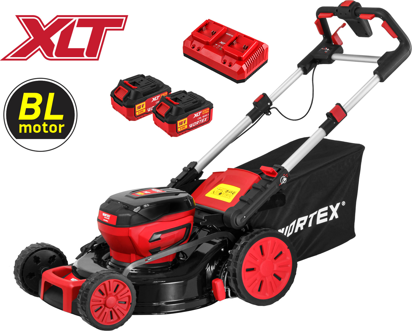 Газонокосилка аккумуляторная WORTEX CLM 4536-2 в кор. XLT SET БЕСЩЁТ.ДВИГ., САМОХОД., 18В+18В