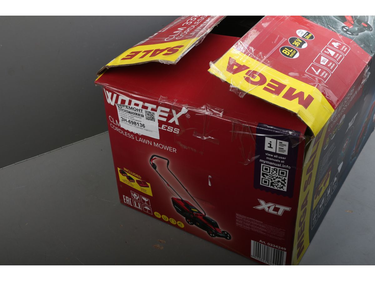 Газонокосилка аккумуляторная WORTEX CLM 3336 в кор. ALL1 XLT SOLO БЕСЩЁТ.ДВИГ., 18В+18В, шир.330 м