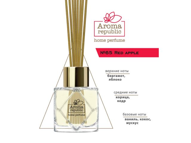 Ароматический диффузор в стеклянном флаконе, 30 мл,"№65 Red apple", AROMA REPUBLIC