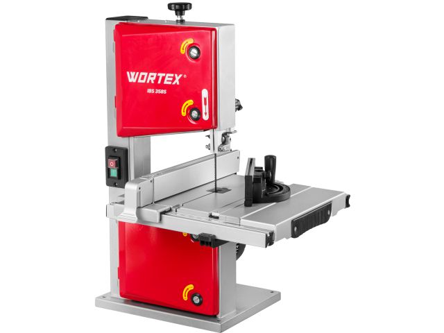 Ленточная пила WORTEX IBS 3585 в кор. 350 Вт, 80 мм, 900 м/мин (Асинхронный двигатель, регулировка наклона стола, расширитель)