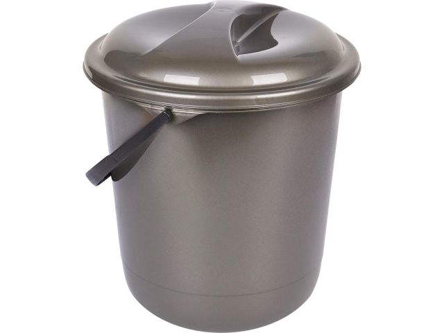 Ведро пластмассовое с крышкой, 12 л, Rock`n`Roll, антрацит, Spin&Clean
