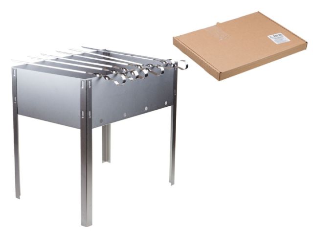 Мангал сборный "Походный" с шампурами в г/карт.кор.350х250х350х0,4толщ;6 шамп. угол.),PERFECTO LINEA (размер 350х250х350х0,4толщ; 6 шампуров
