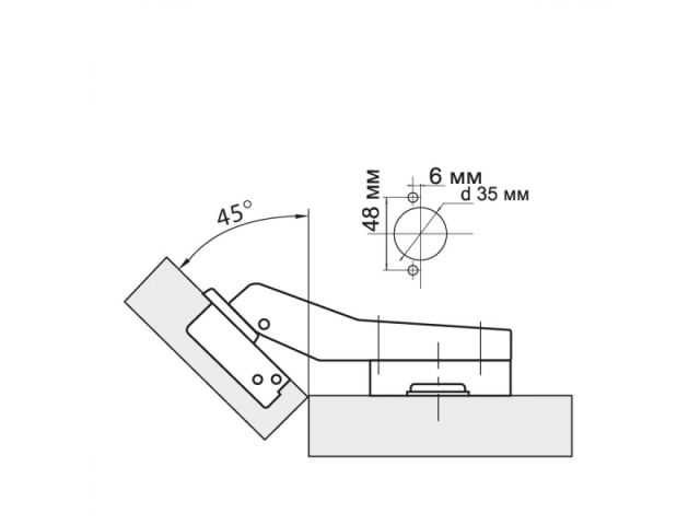 Петля угловая 45 градусов с доводчиком Clip-on STARFIX