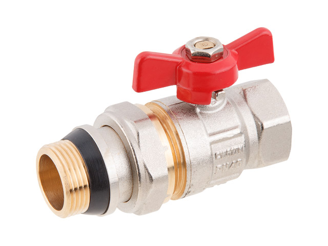Кран шаровый 3/4″ нар.-вн. бабочка (со сгоном) PN40, AV Engineering