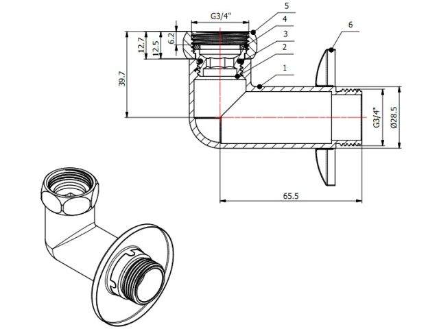 Американка угловая 3/4" вн. х 3/4" нар. ХРОМ, AV Engineering (2 шт. в уп.) (для полотенцесушителя, макс. 100 С, макс. 16 бар)