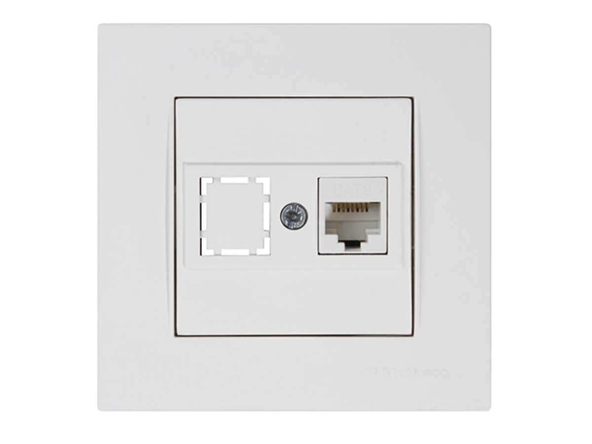 Розетка компьютерная 1xRJ45 (Cat6, скрытая) белая, RITA, MUTLUSAN